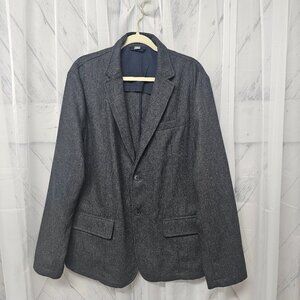 Old Navy Heather Gray Wool Blend Casual Single Breasted Collegiate Blazer XL